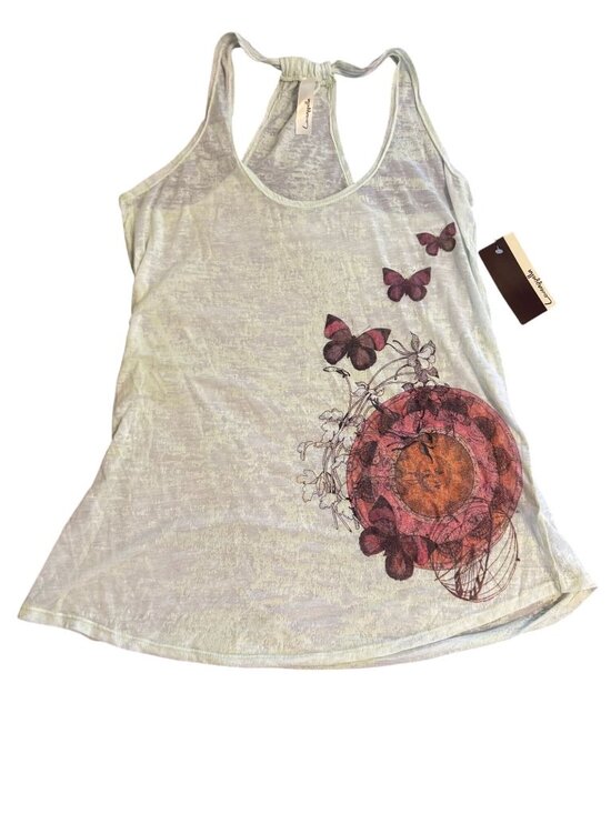 Lavandola Tops - Loveappella Womens Sleeveless Racerback Tank Top With Butterfly Print - Size S